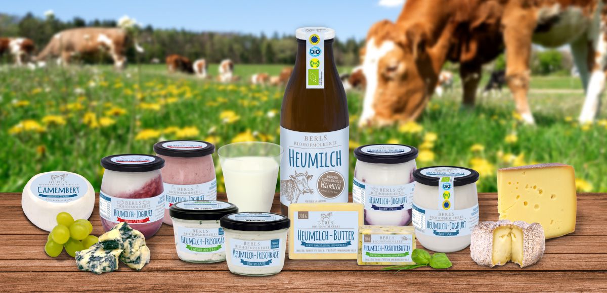 Verschiedene Milchprodukte von Biomilchhof Berl