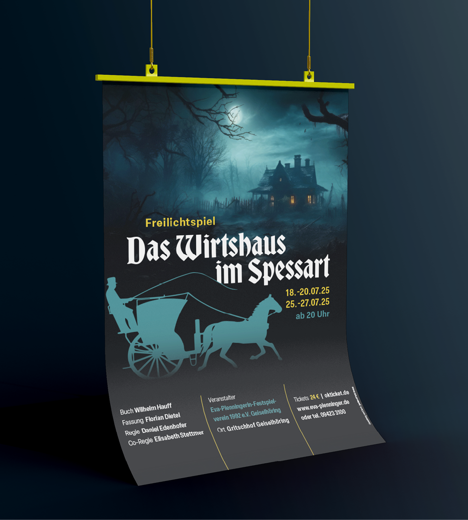 Übersetzung der Atmosphäre des Stücks in ein durchgängiges, prägnantes Design